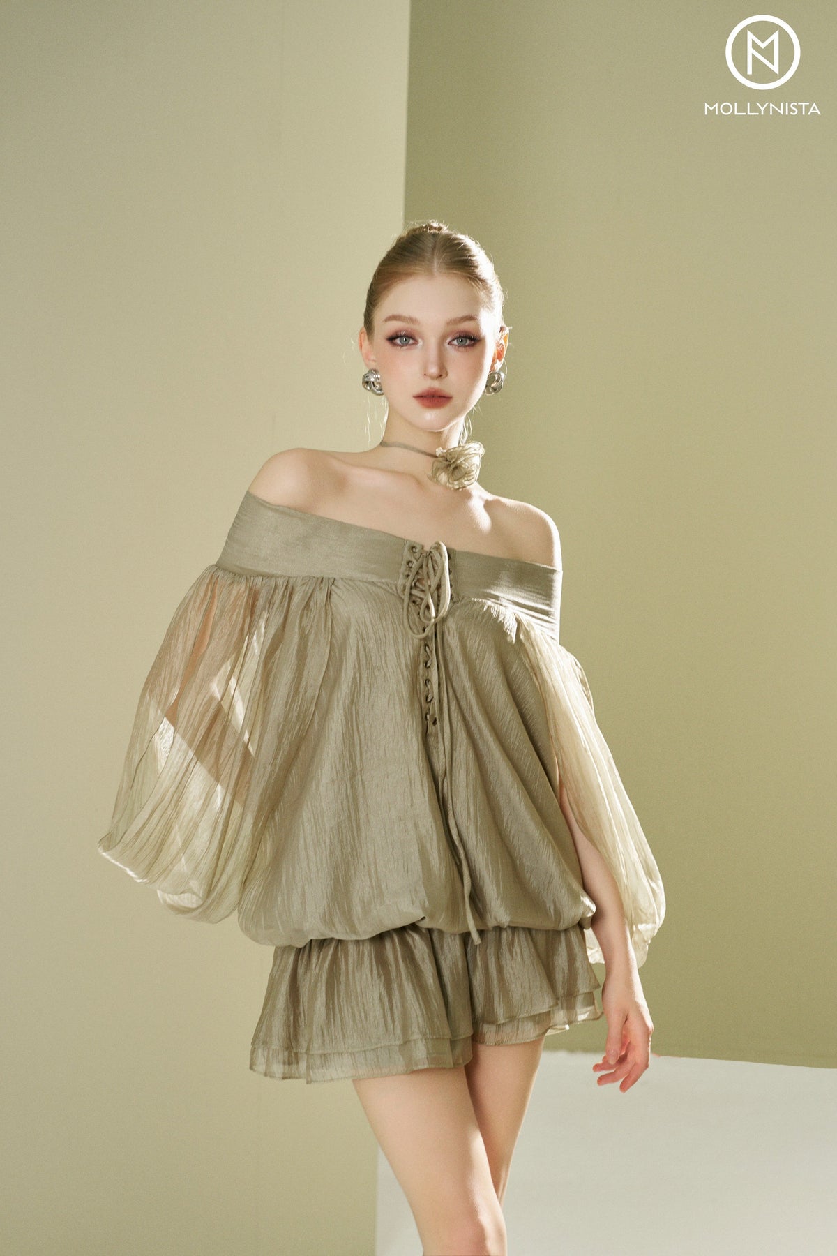 Off-Shoulder Dropped Waist Dress
