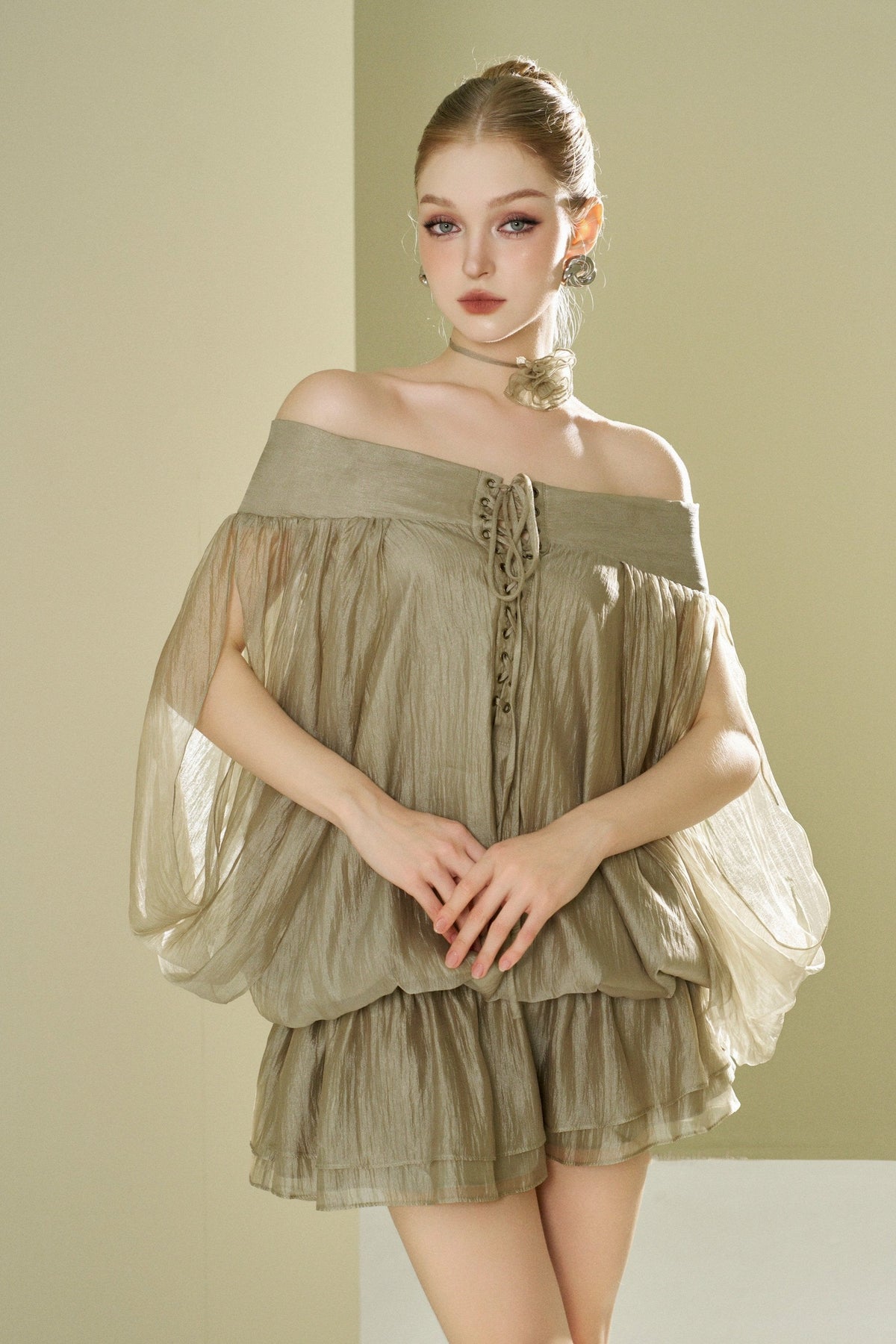 Off-Shoulder Dropped Waist Dress