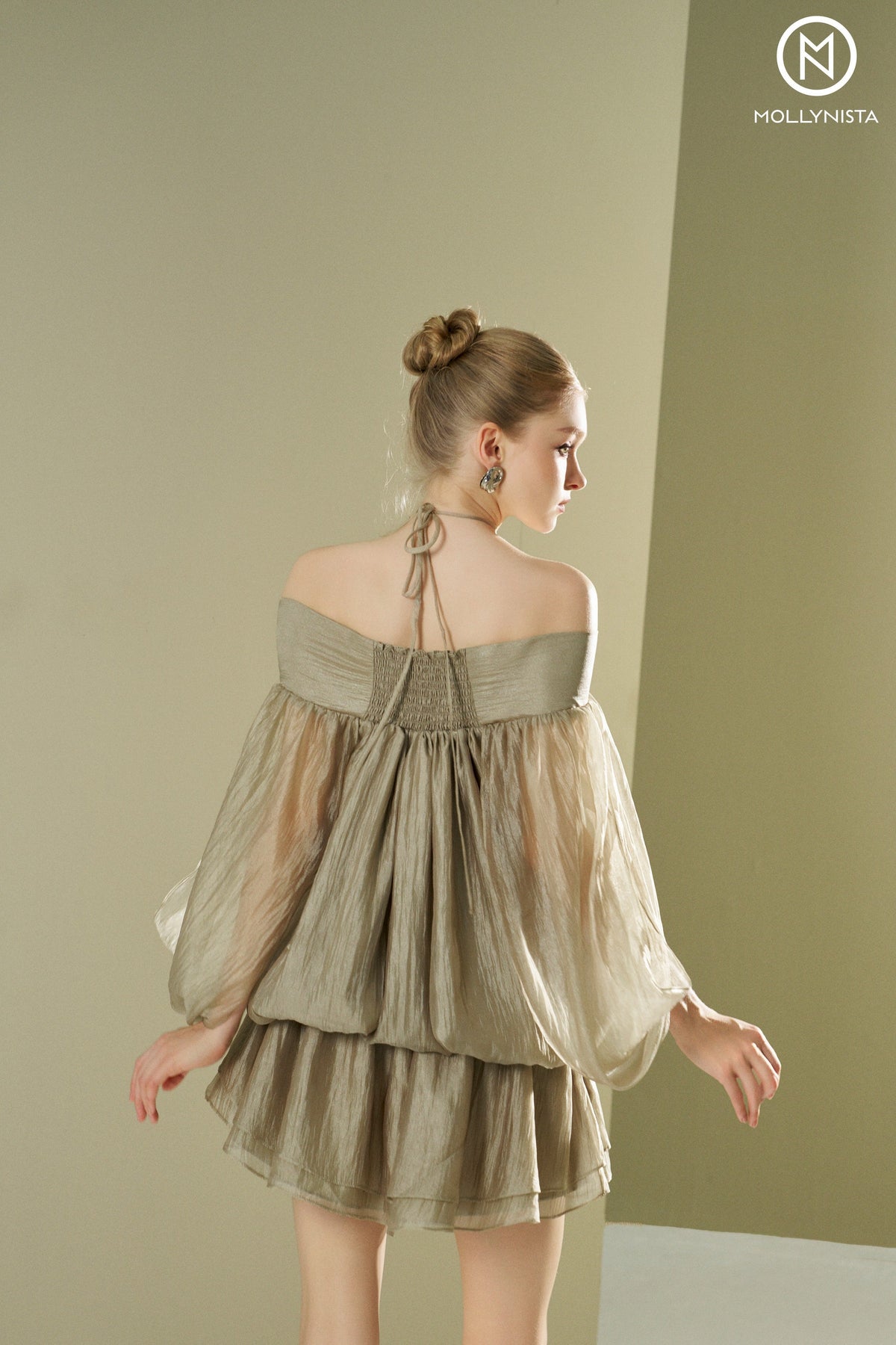 Off-Shoulder Dropped Waist Dress
