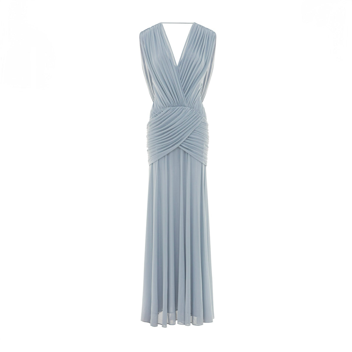 V-Neck Ruched Stretch Mesh Dress