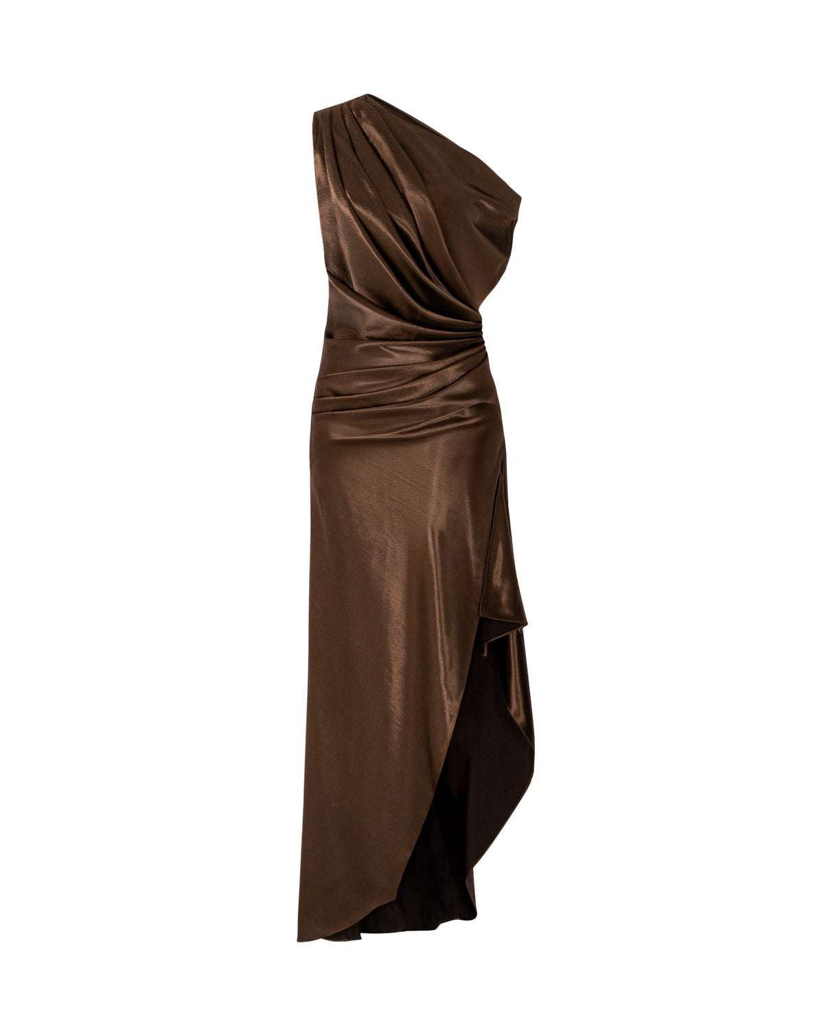 (PRE-ORDER) One-Shoulder Pleated Silk Dress