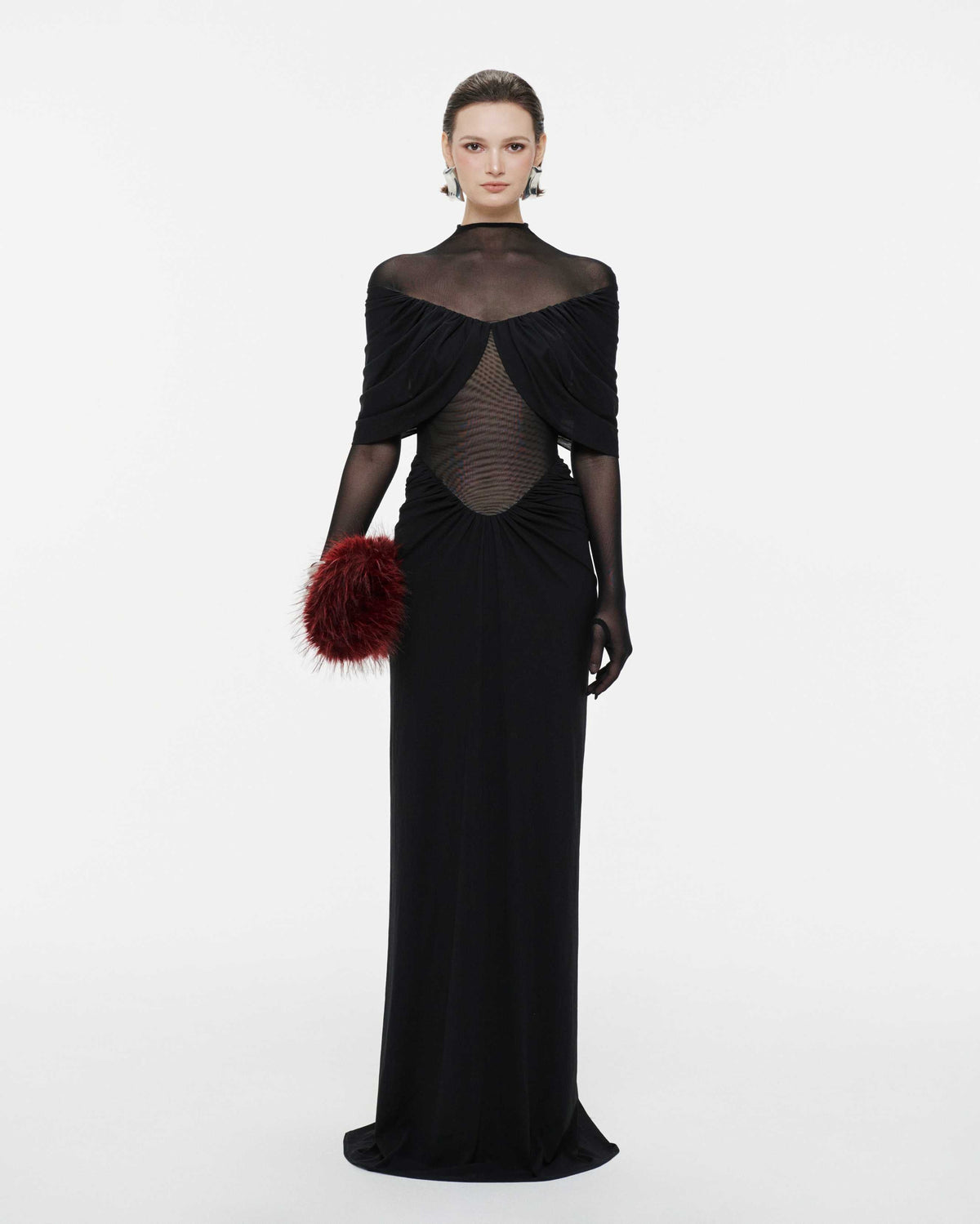 (PRE-ORDER) Draped Pleated Cape Dress