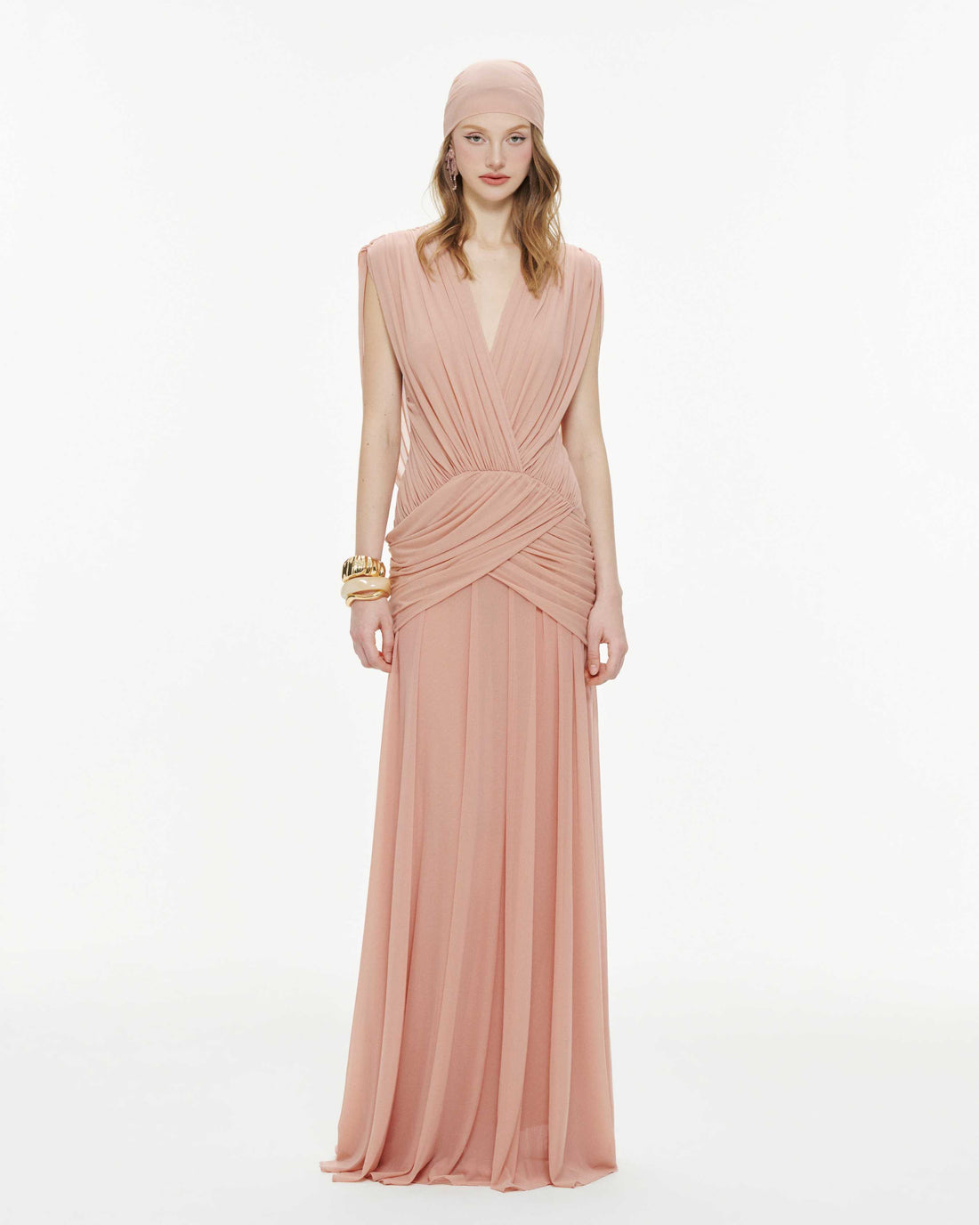 (PRE-ORDER) V-Neck Ruched Stretch Mesh Dress