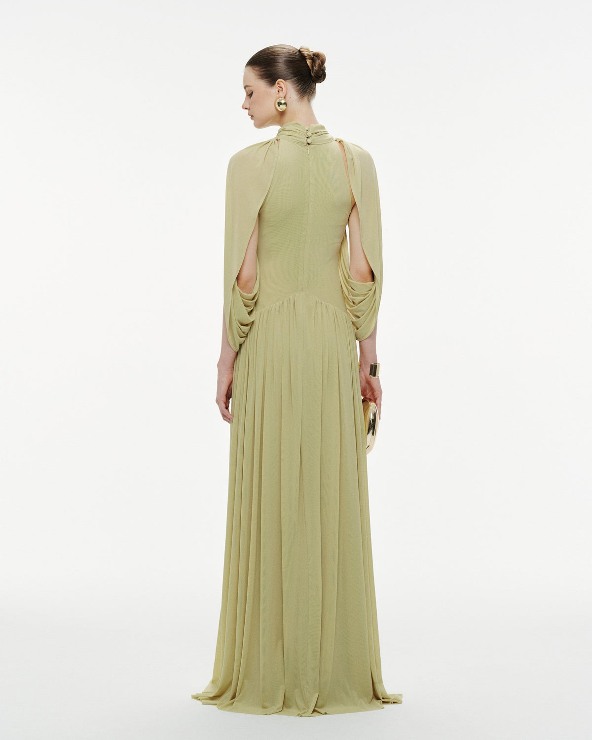 (PRE-ORDER) Light Pomelo Olive Mesh Knit Cape Dress