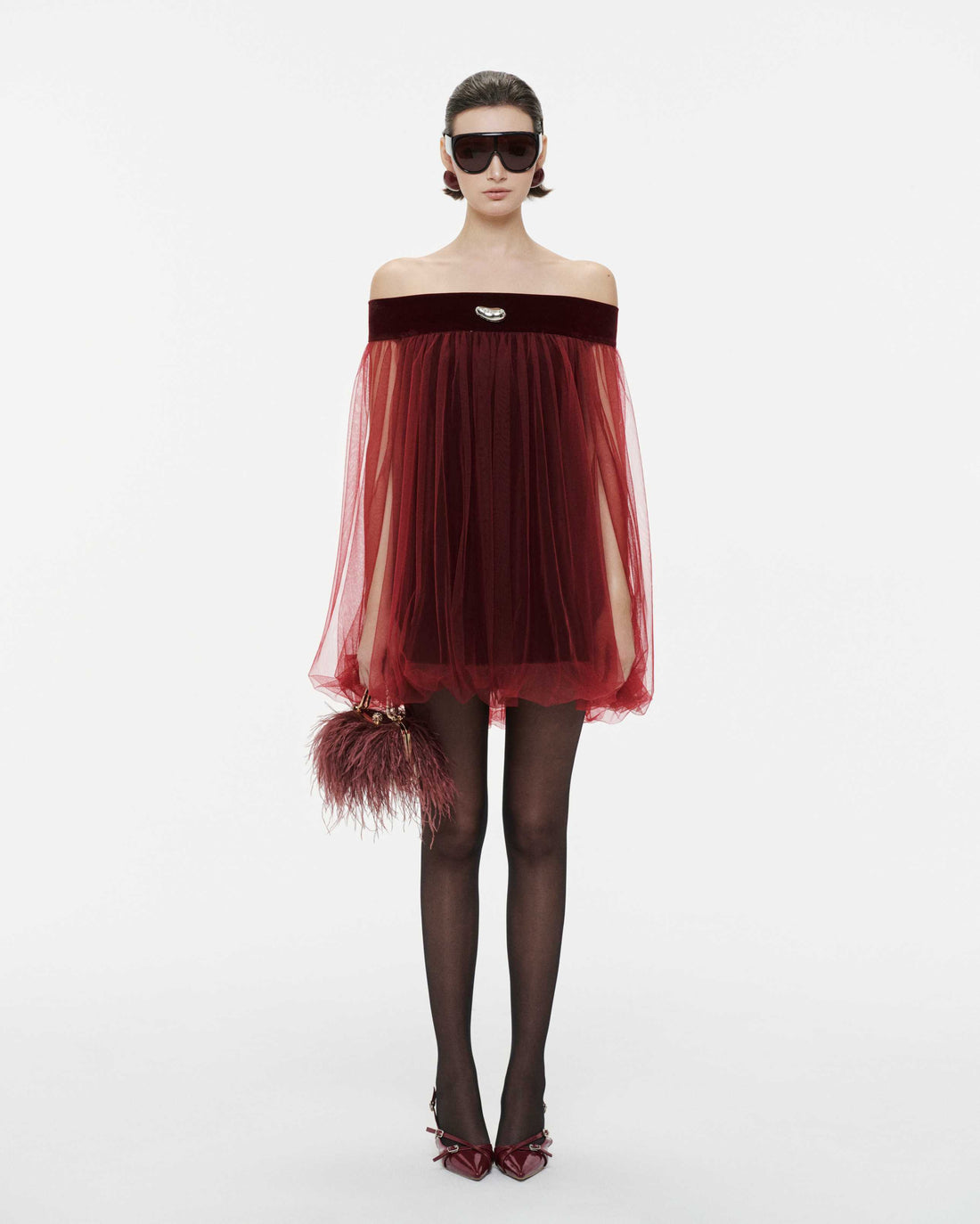 (PRE-ORDER) Red Velvet Ruched Mushroom Dress