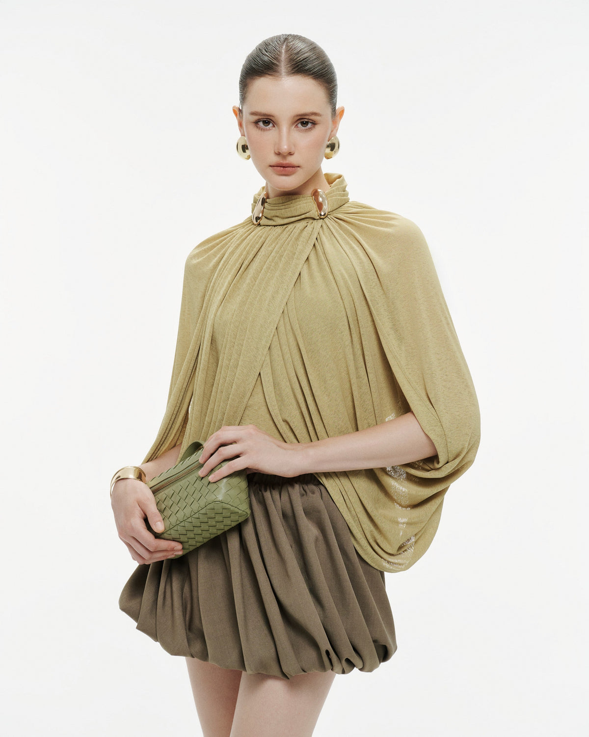 Ruched Cape Knit Top