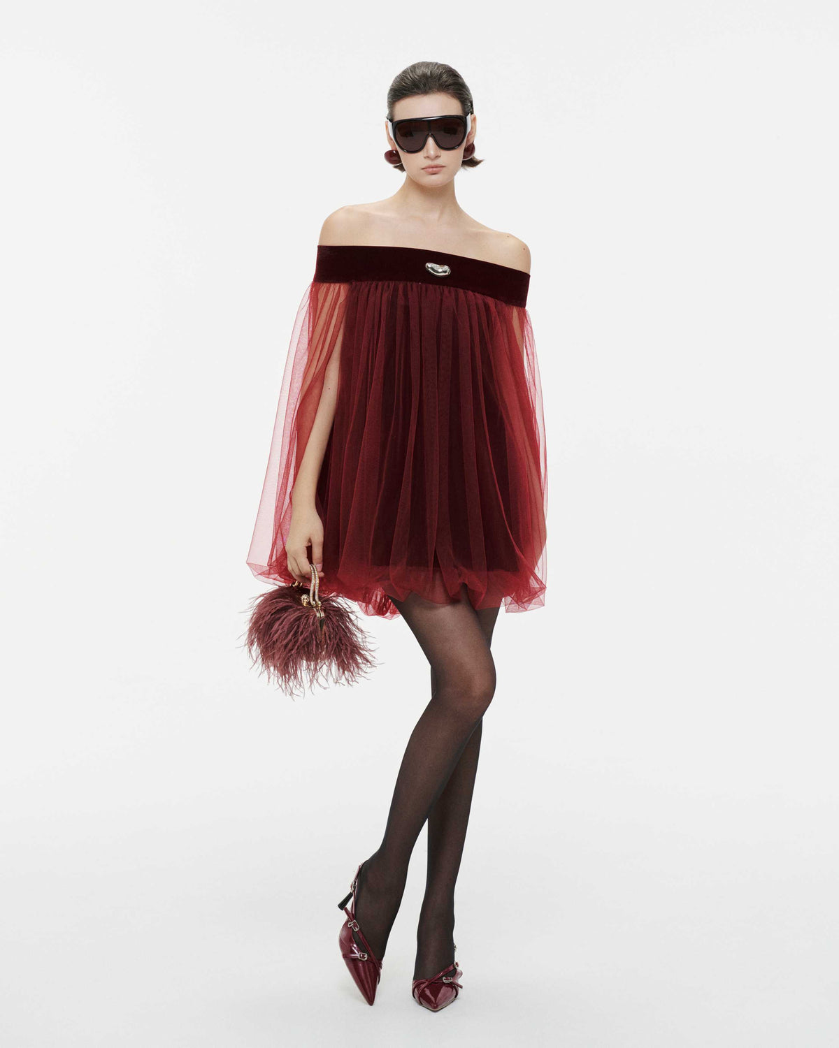 (PRE-ORDER) Red Velvet Ruched Mushroom Dress