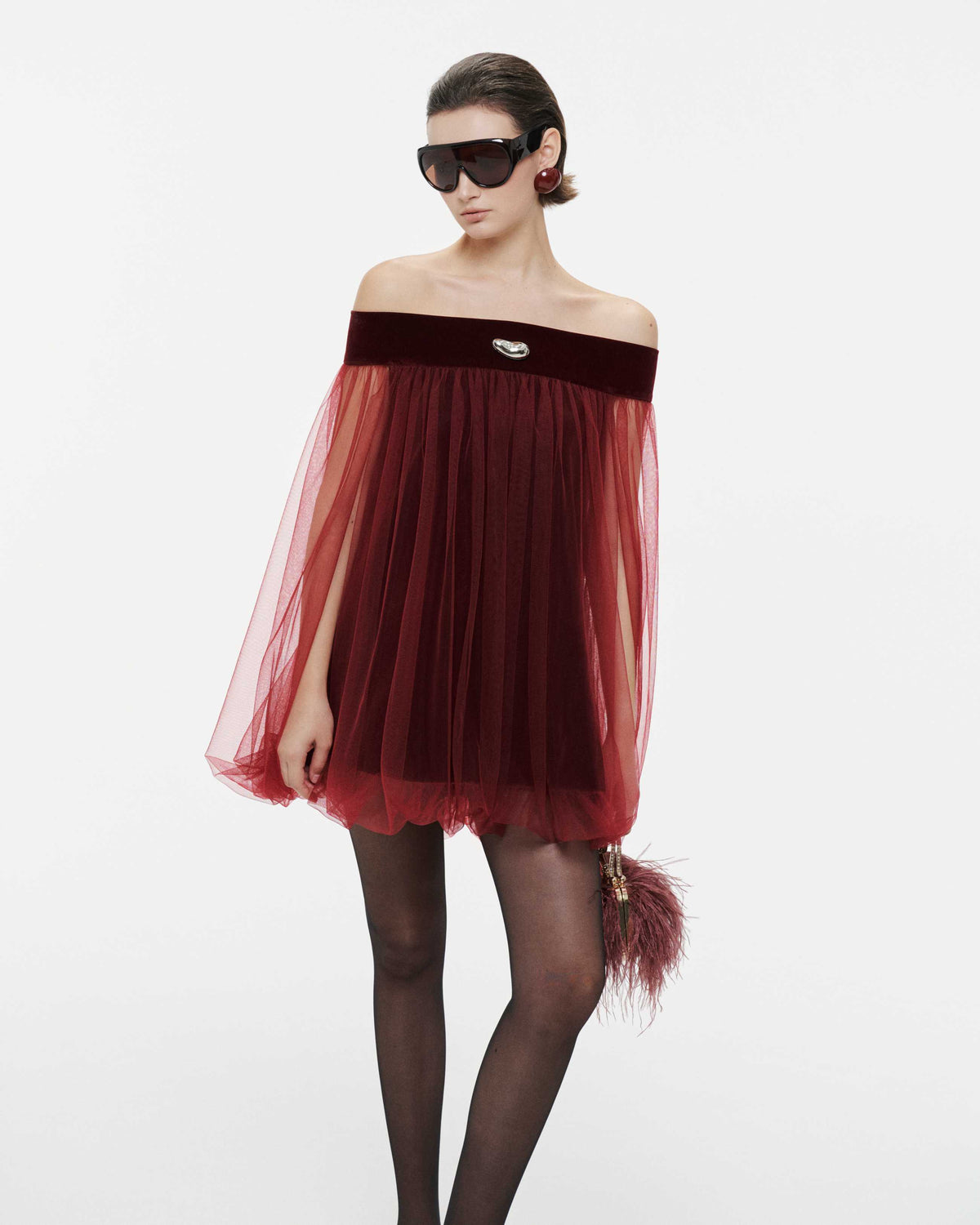 (PRE-ORDER) Red Velvet Ruched Mushroom Dress