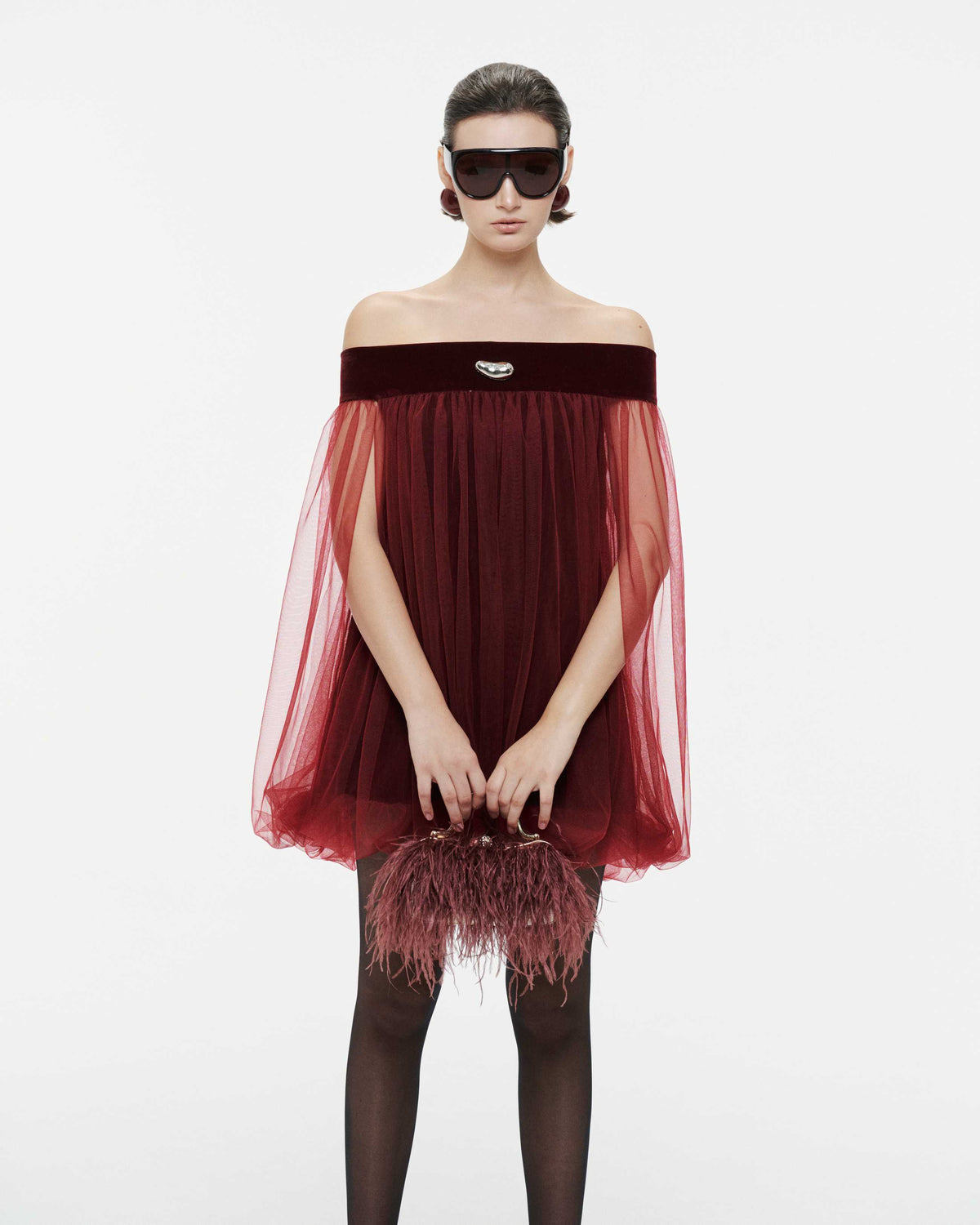 (PRE-ORDER) Red Velvet Ruched Mushroom Dress