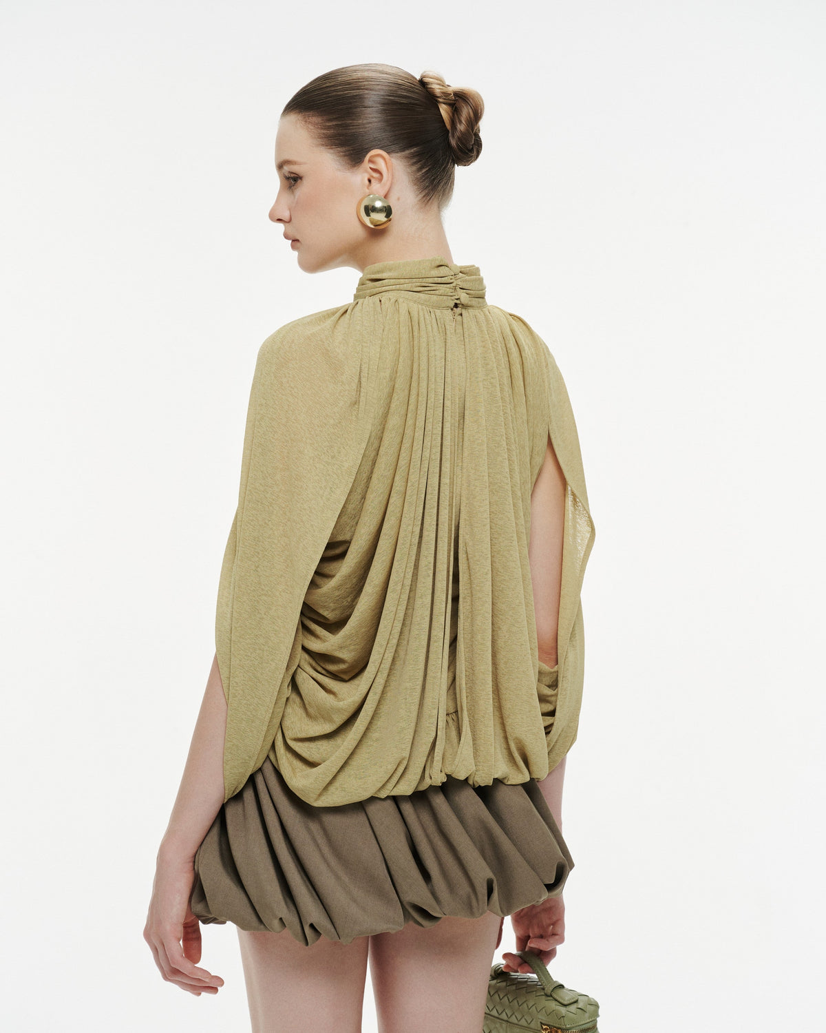 (PRE-ORDER) Smoky Brown Asymmetric Ruched Skort
