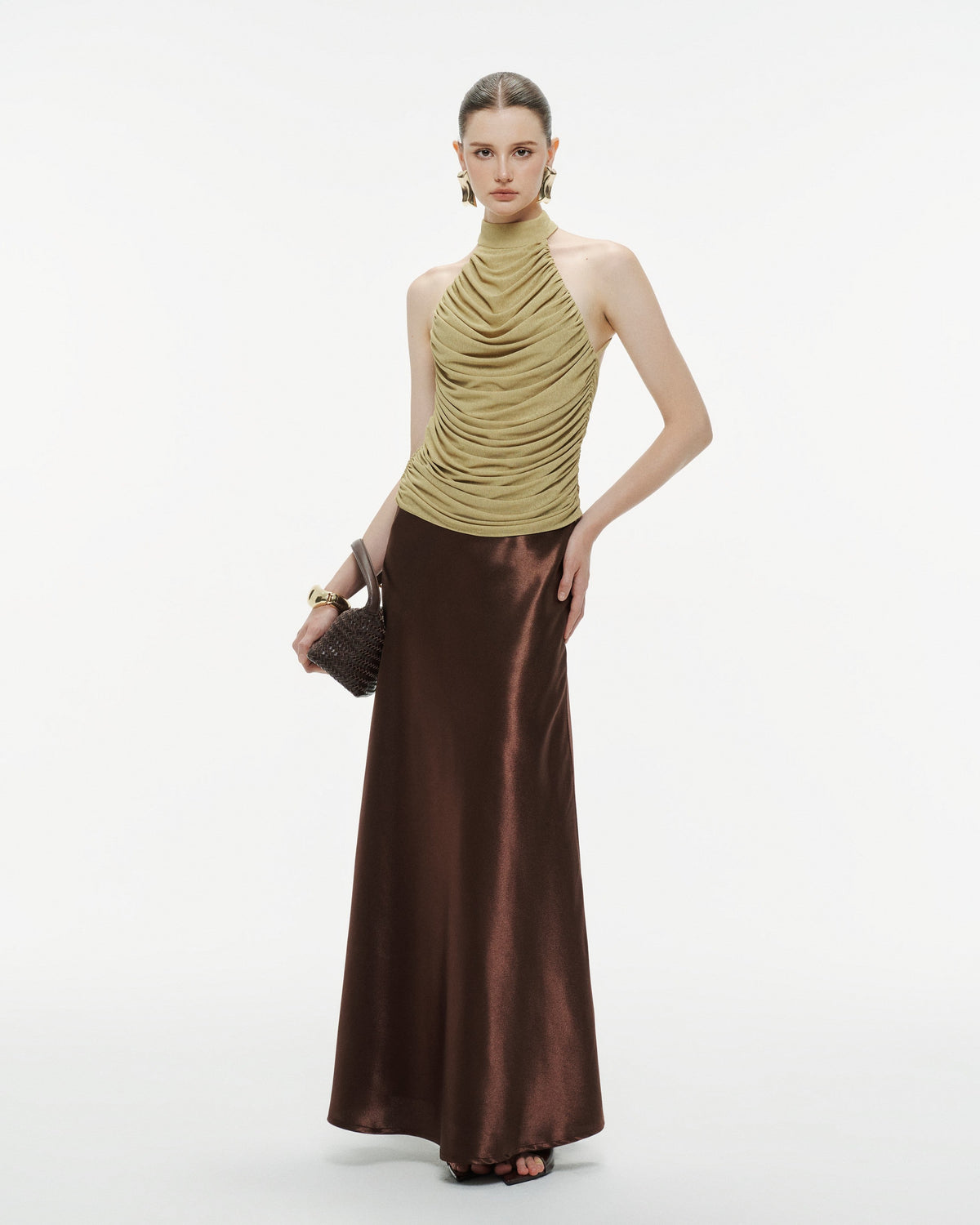 (PRE-ORDER) Draped Pleated Knit Halter Top