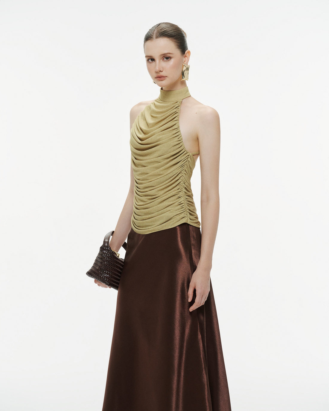 (PRE-ORDER) Draped Pleated Knit Halter Top