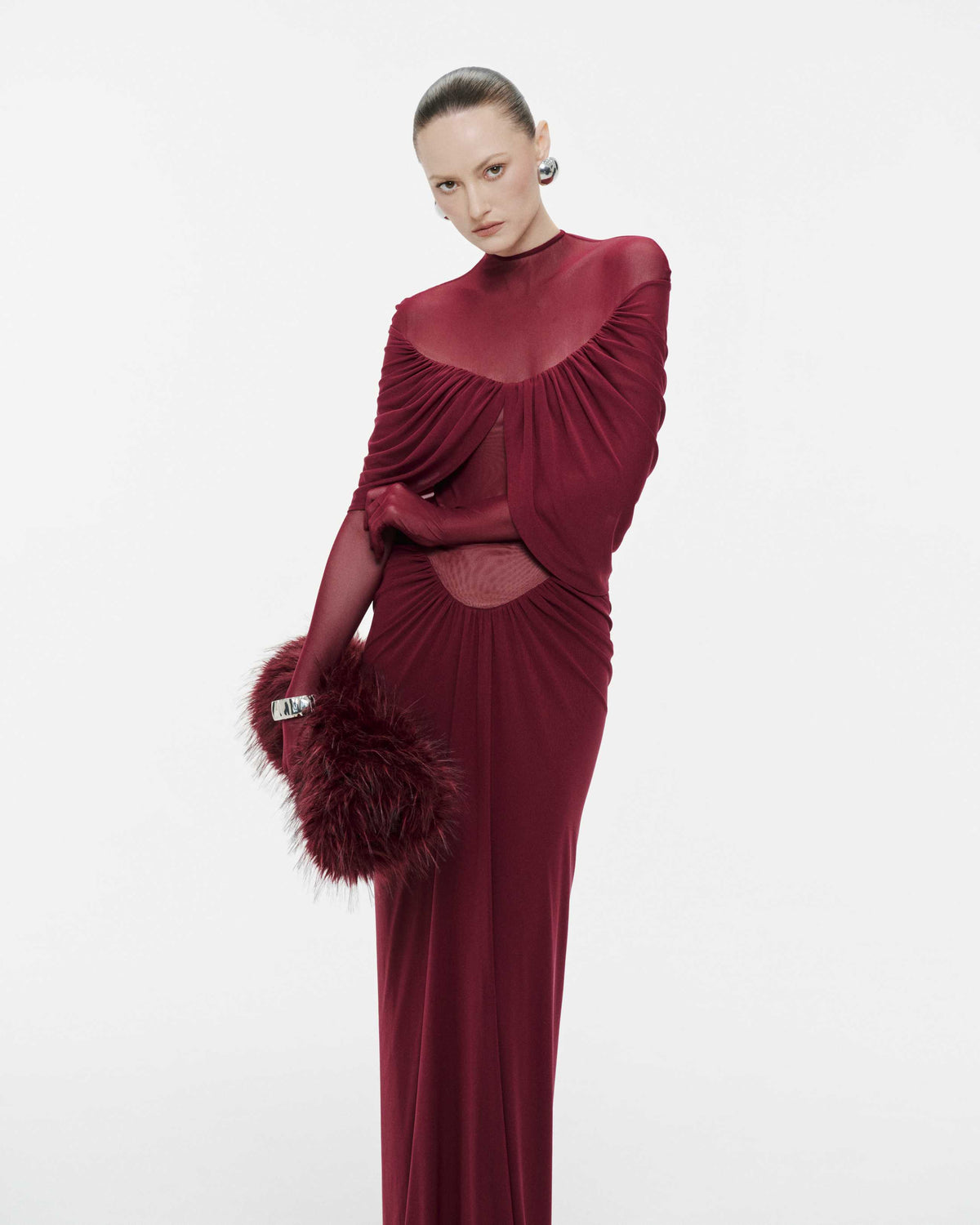 (PRE-ORDER) Draped Pleated Cape Dress