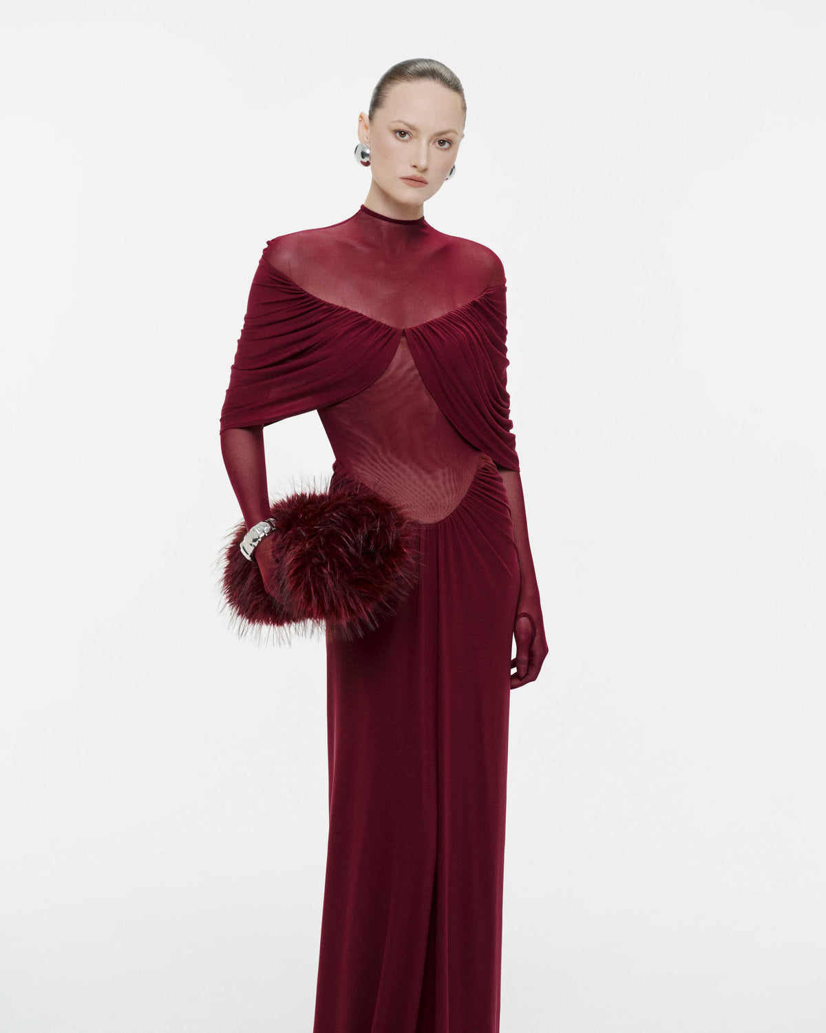(PRE-ORDER) Draped Pleated Cape Dress
