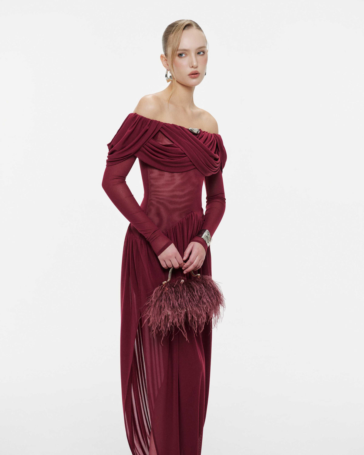 Off-Shoulder Draped Asymmetric Dress