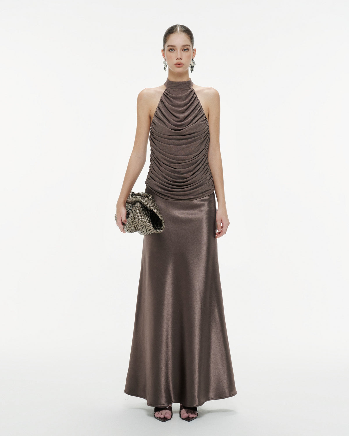 (PRE-ORDER) Draped Pleated Knit Halter Top