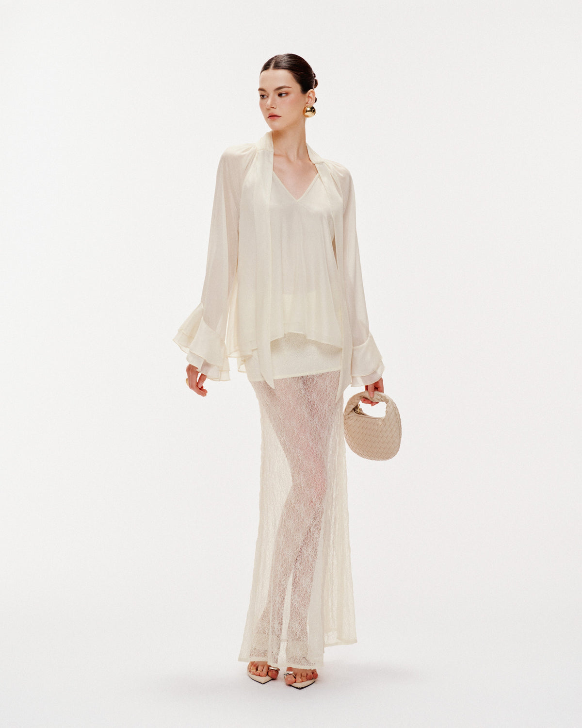 Flared Sleeve Long-Tail Top
