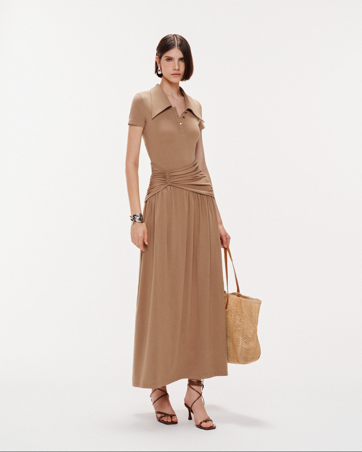 (PRE-ORDER) Long Smocked Waist Polo Dress
