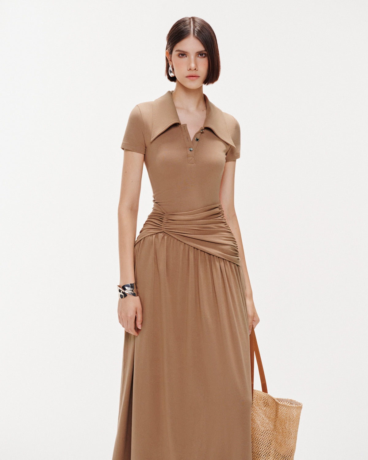 (PRE-ORDER) Long Smocked Waist Polo Dress