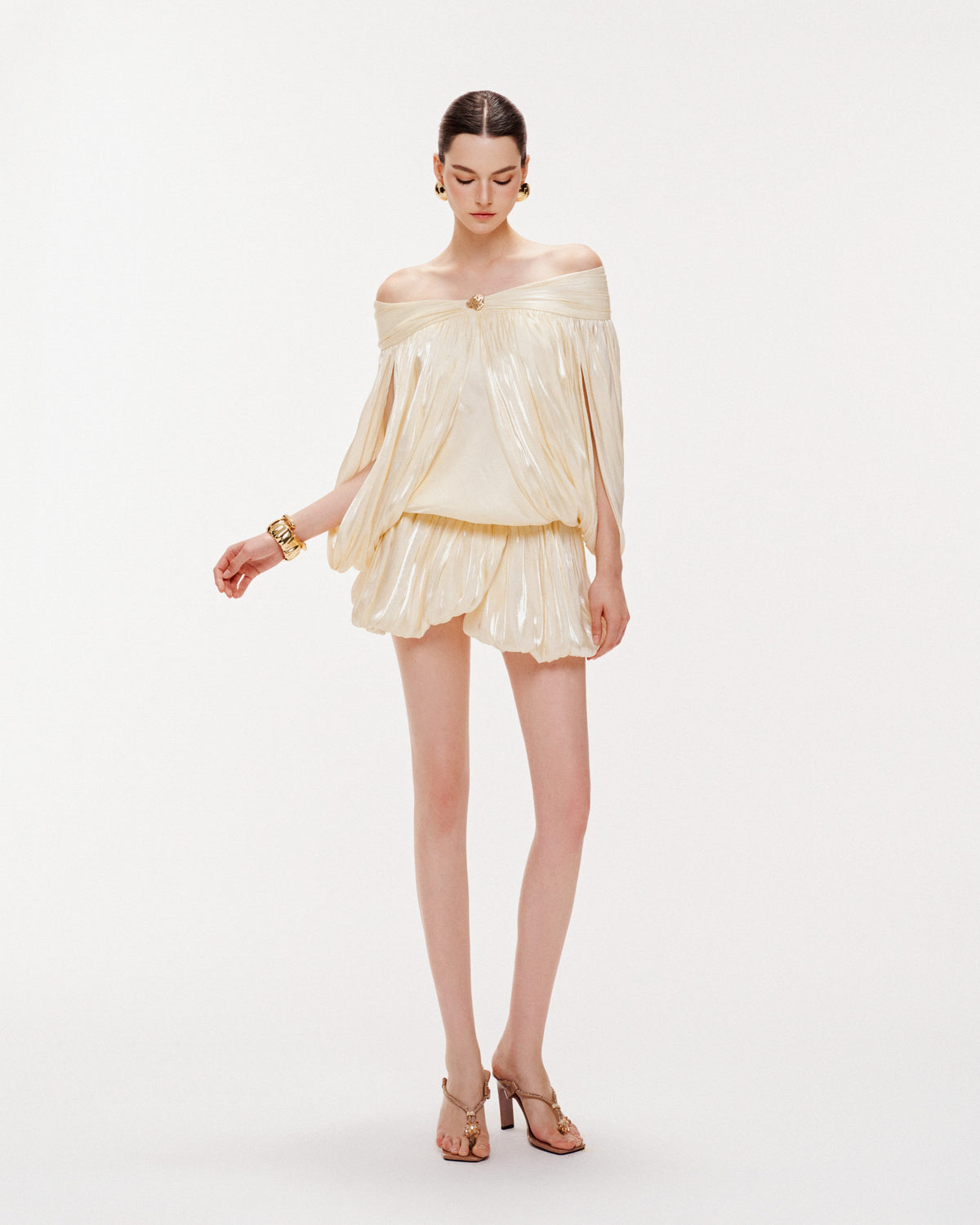 Ivory Shimmer Cape Dress