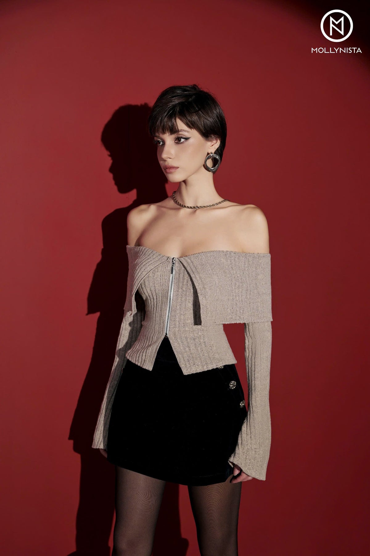 Striped Off-Shoulder Knit Top